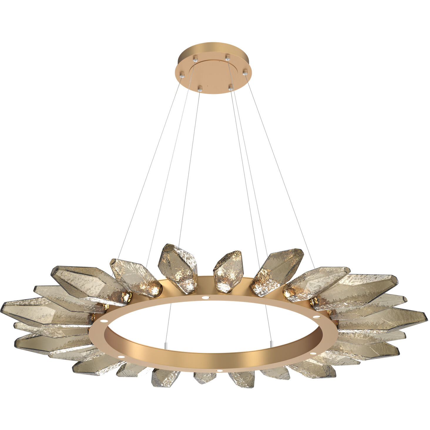 Rock Crystal LED Novel Brass Chandelier Ceiling Light, Radial Ring