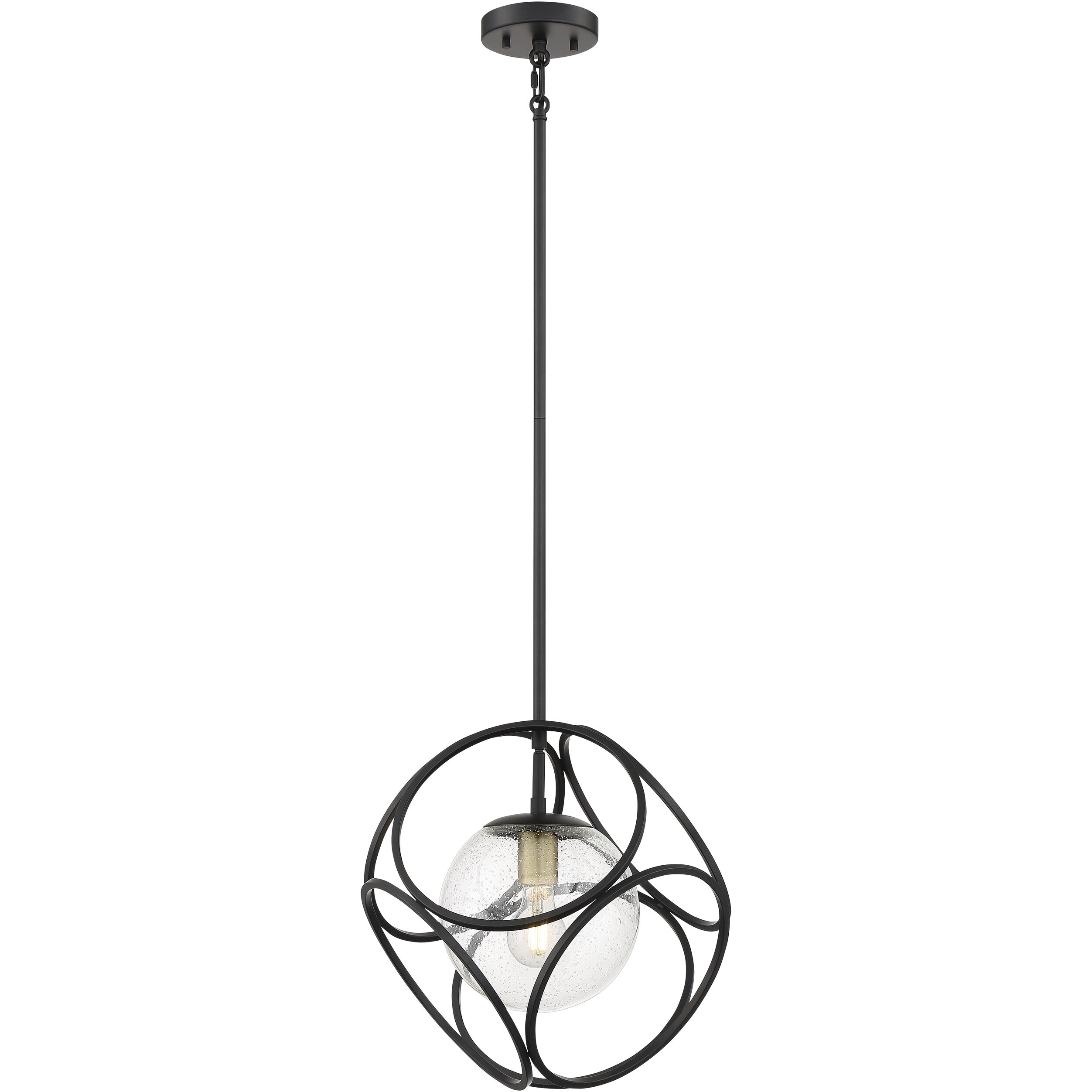 Aurora 1 Light 14 inch Black and Vintage Brass Pendant Ceiling Light