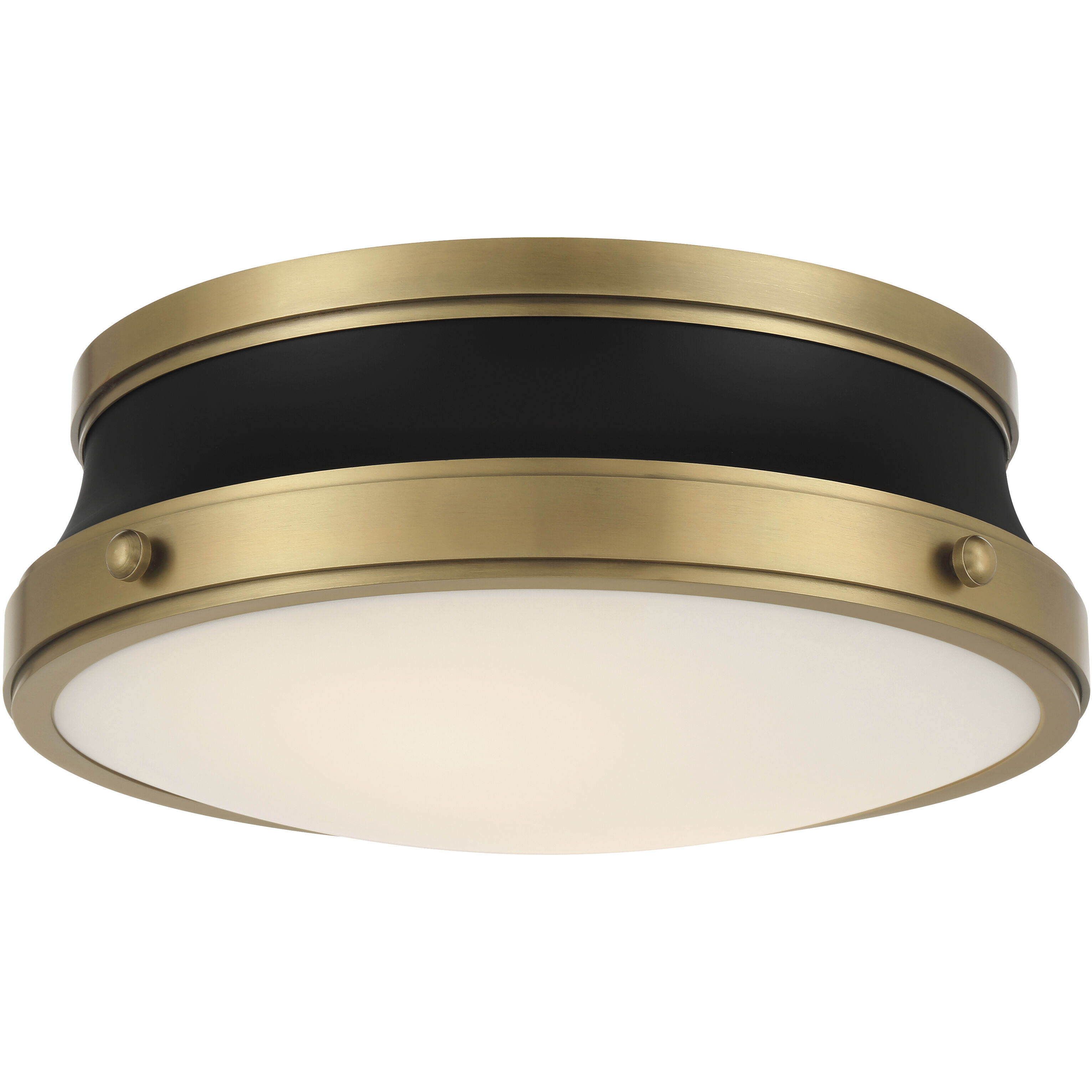 Purelight 2 Light 15 inch Legacy Brass and Dark Matte Black Flush Mount Ceiling Light