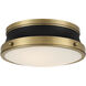 Purelight 2 Light 15 inch Legacy Brass and Dark Matte Black Flush Mount Ceiling Light