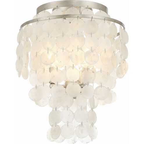Brielle 3 Light 13 inch Antique Silver Flush Ceiling Light
