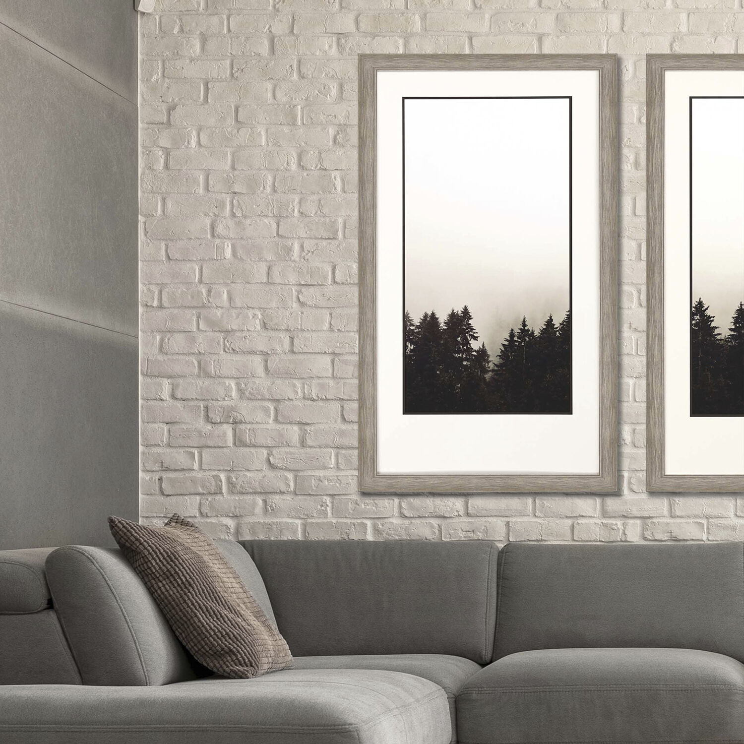 Misty Peak Neutral and Black and Gray and Beige Framed Art