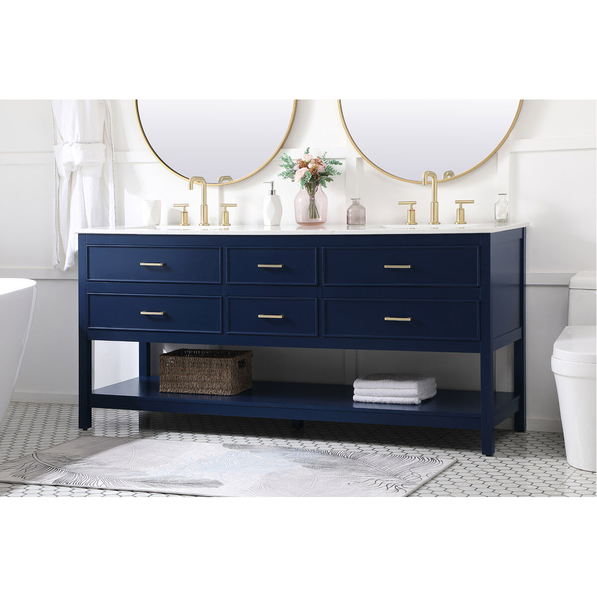 Sinclaire 72 X 22 X 34 inch Blue Vanity Sink Set