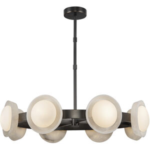 Alonso 37.25 inch Urban Bronze and Alabaster Chandelier Ceiling Light in Alabaster Shade