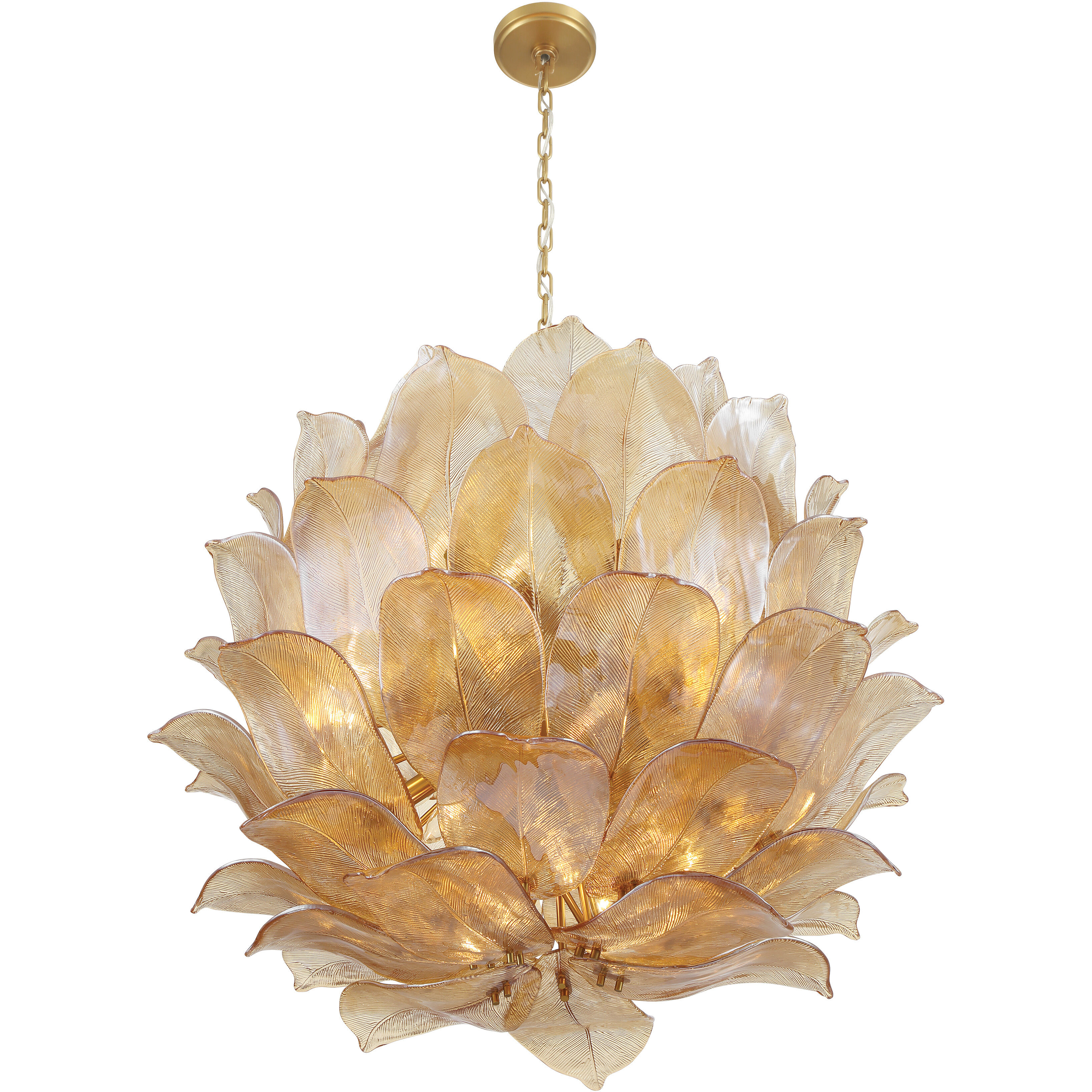 Orchid 24 Light 35.5 inch Legacy Brass Pendant Ceiling Light in Amber Handmade Glass