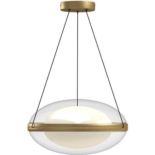 Virgo LED 16.13 inch Brushed Gold and Opal Glass Pendant Ceiling Light