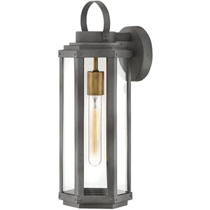 Danbury LED 18 inch Aged Zinc with Heritage Brass Outdoor Wall Mount Lantern