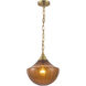 Alora Mood Farrah 1 Light 11.88 inch Brushed Gold Pendant Ceiling Light in Amber Ribbed Glass