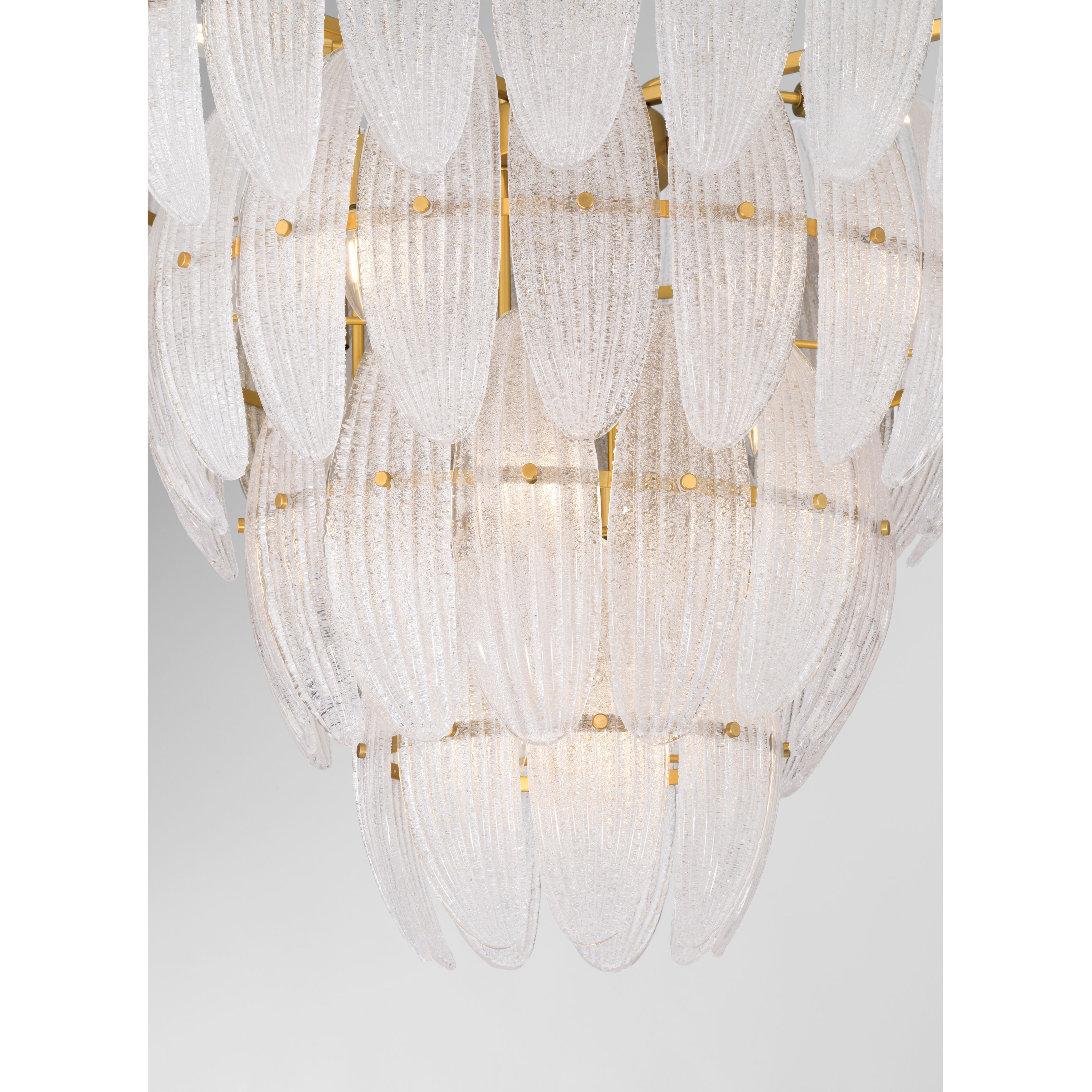 Marclaire 15 Light 32.75 inch Legacy Brass Pendant Ceiling Light in Clear Textured Handmade Glass
