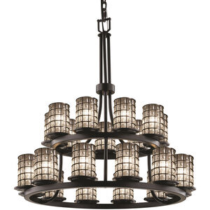 Wire Glass 21 Light 33 inch Dark Bronze Chandelier Ceiling Light in Swirl with Clear Bubbles, Incandescent