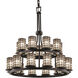 Wire Glass 21 Light 33 inch Dark Bronze Chandelier Ceiling Light in Swirl with Clear Bubbles, Incandescent