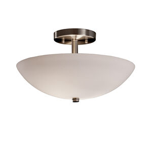 Fusion 2 Light Brushed Nickel Semi-Flush Bowl Ceiling Light in Opal, Incandescent
