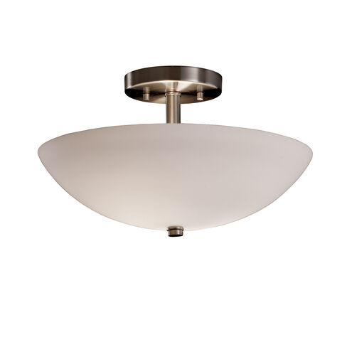 Fusion 2 Light Brushed Nickel Semi-Flush Bowl Ceiling Light in Incandescent, Opal Fusion