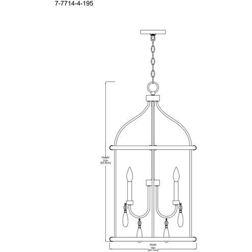 Mayfair 4 Light 18 inch Warm Brass with Chrome Accents Pendant Ceiling Light