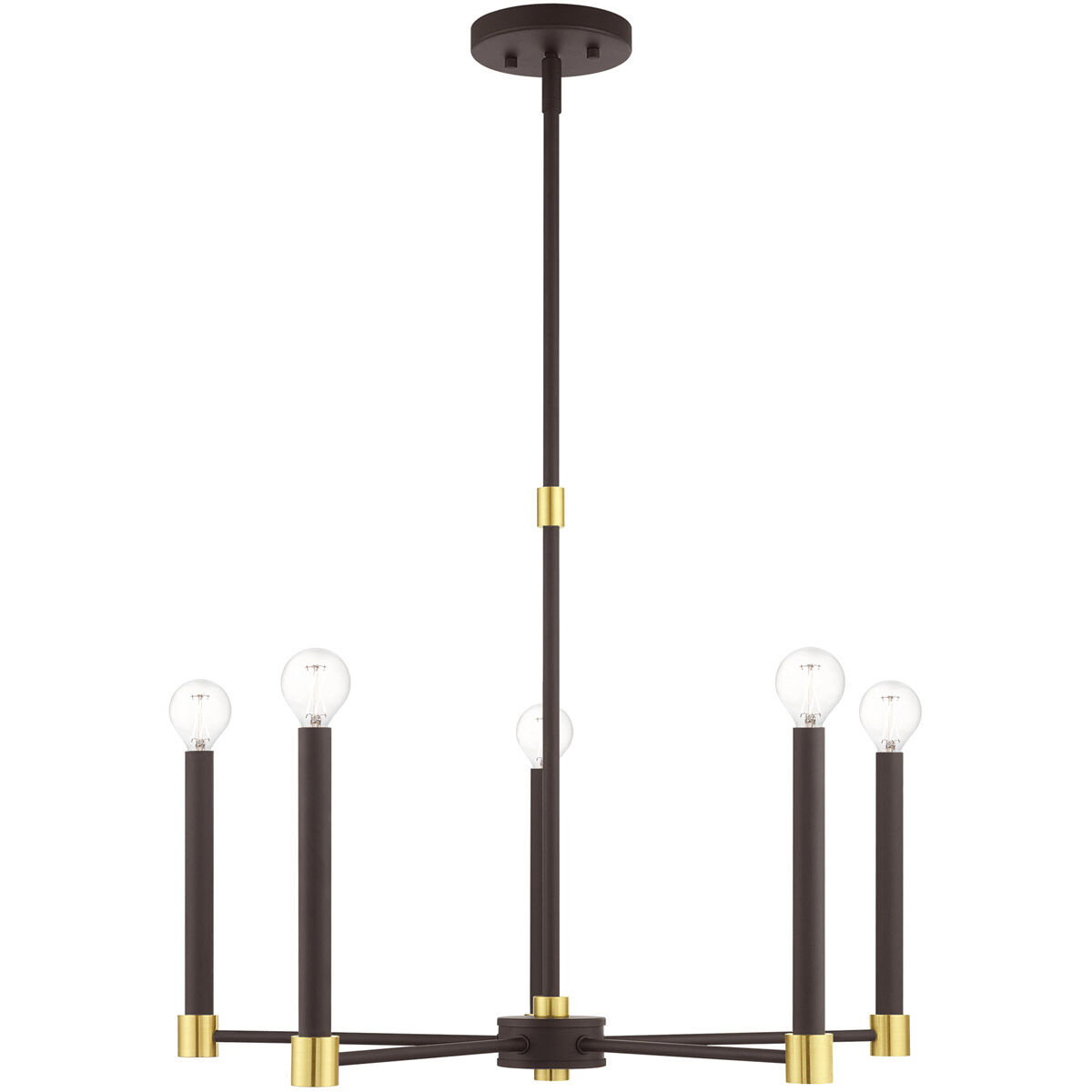 Karlstad 5 Light 24 inch Bronze with Satin Brass Accents Chandelier Ceiling Light