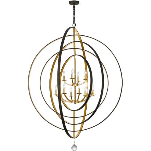 Luna 12 Light 60 inch English Bronze and Antique Gold Chandelier Ceiling Light