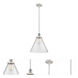 Ballston X-Large Cone 1 Light 12 inch White and Polished Chrome Pendant Ceiling Light in Seedy Glass