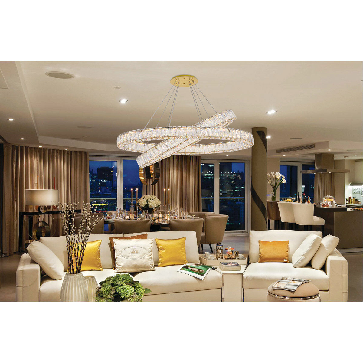 Monroe LED 48 inch Gold Chandelier Ceiling Light