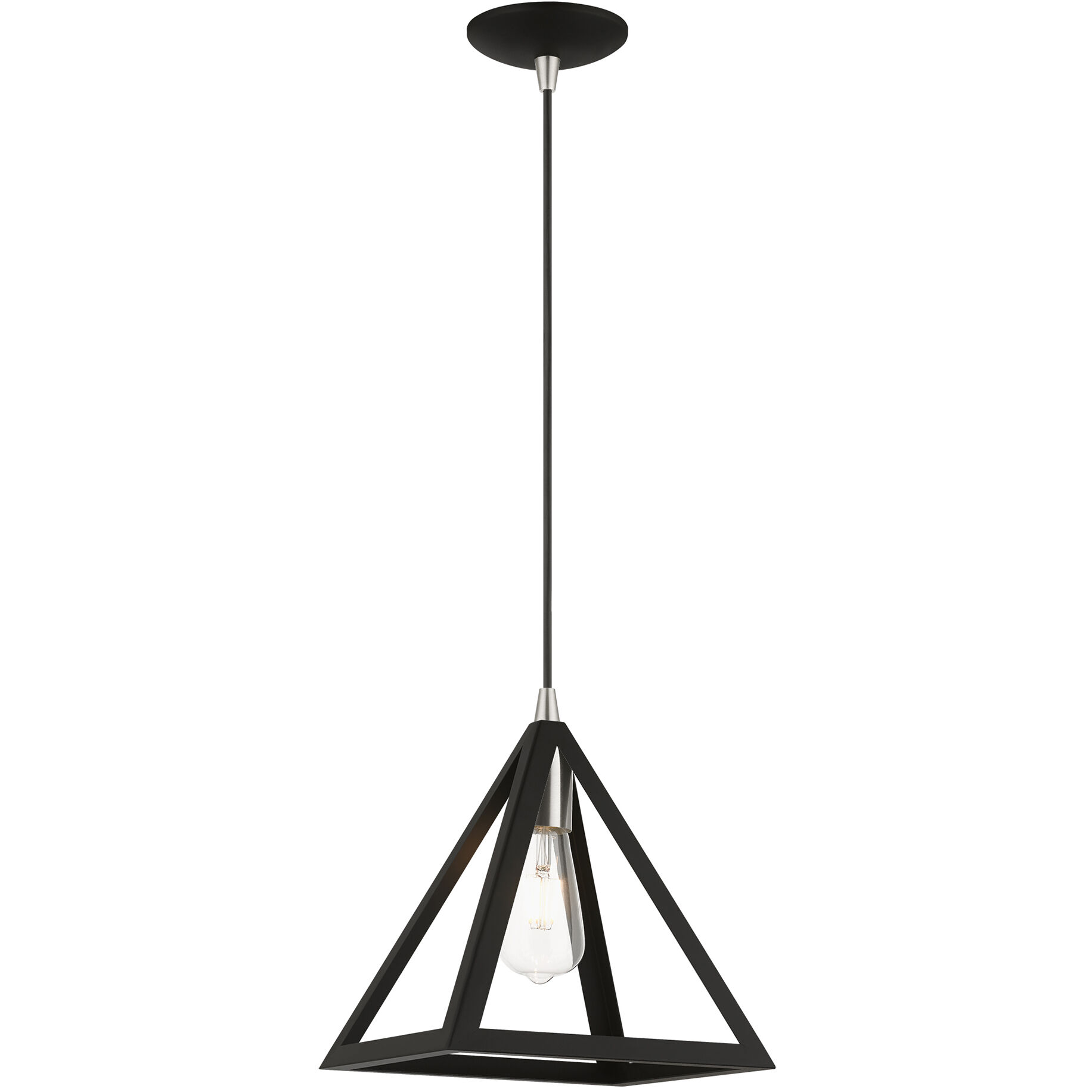 Pinnacle 1 Light 9.75 inch Black with Brushed Nickel Accents Pendant Ceiling Light