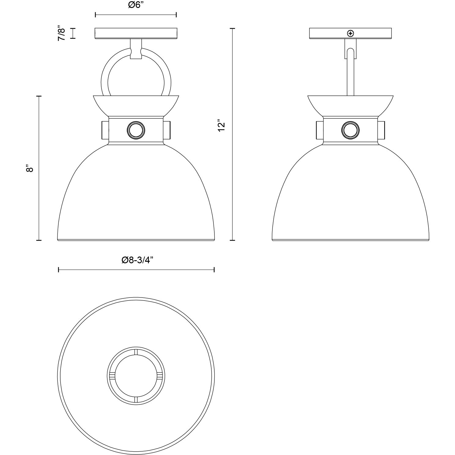 Alora Mood Waldo 1 Light 8.75 inch Matte Black and Aged Gold Semi-Flush Mount Ceiling Light