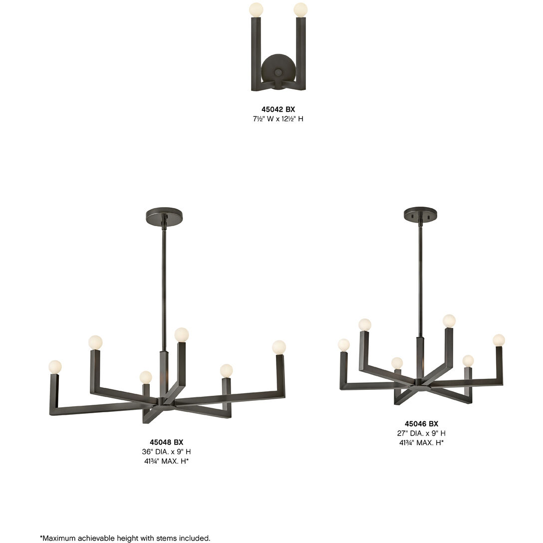 Ezra 6 Light 36 inch Black Oxide Indoor Linear Chandelier Ceiling Light