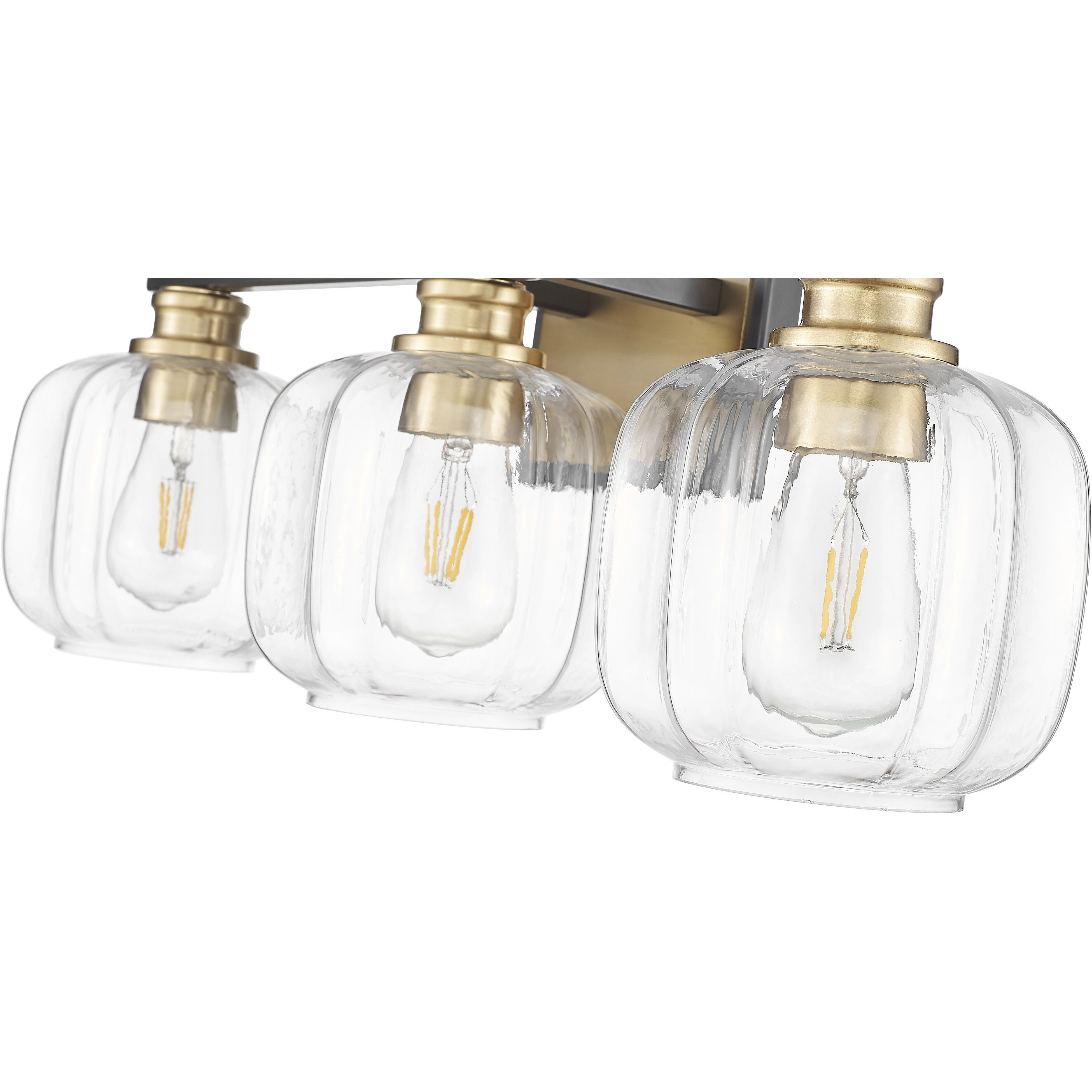 Oxley 3 Light 25 inch Matte Black and Brass Vanity Wall Light