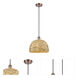 Woven Rattan 1 Light 12 inch Antique Copper Pendant Ceiling Light