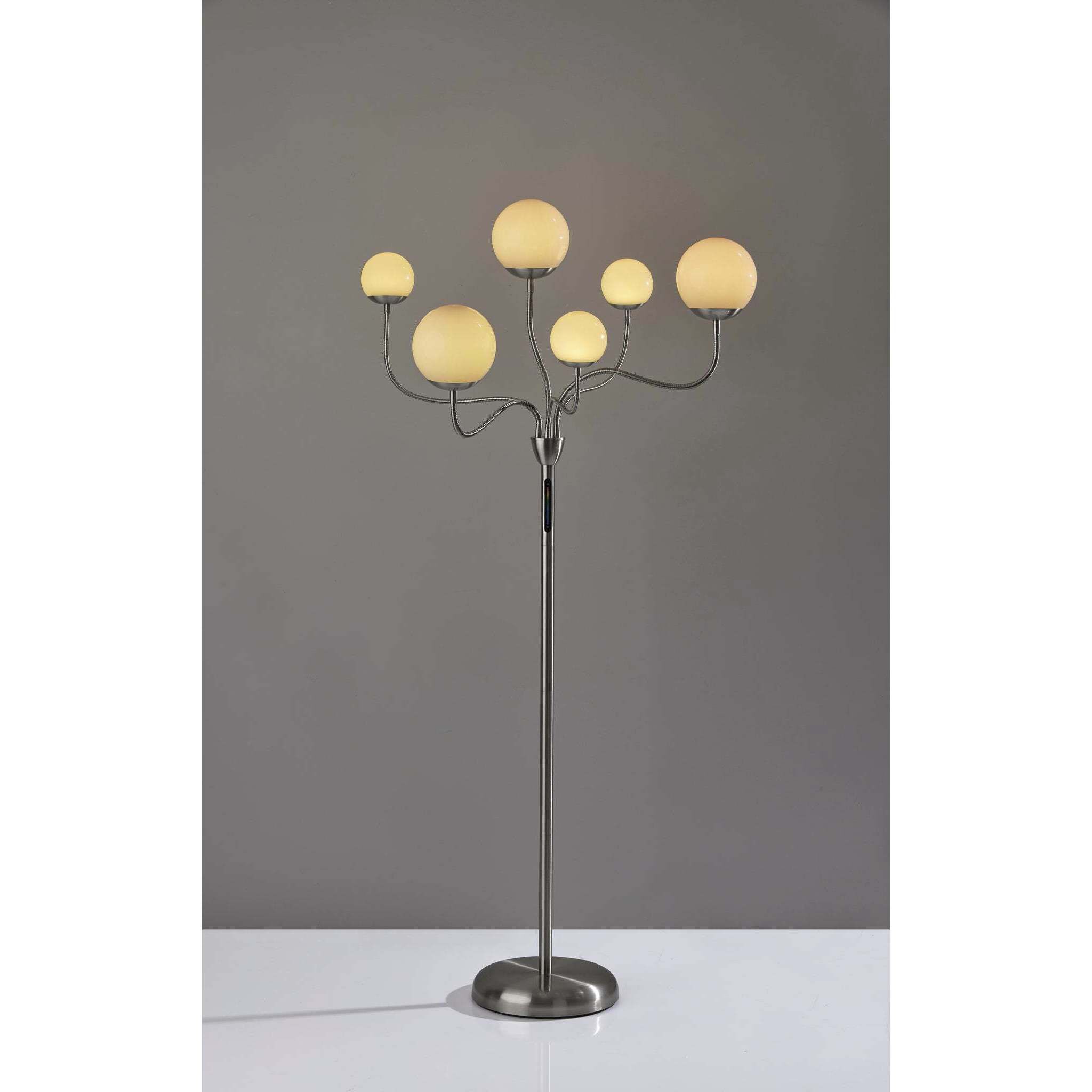 Phoebe 64 inch 2 watt Brushed Steel Floor Lamp Portable Light