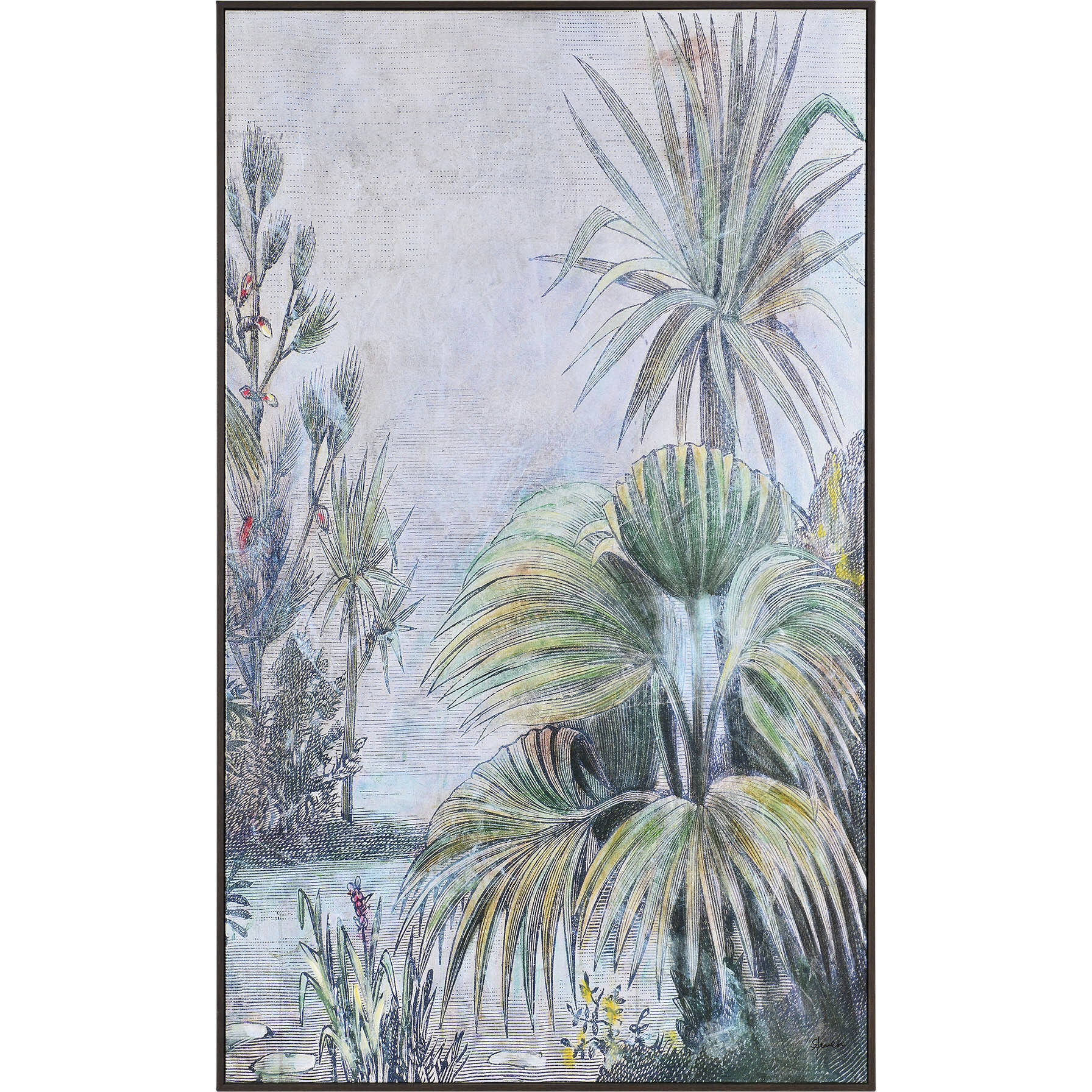 Labyrinth Multicolor and Walnut with Off-White Canvas Art, Set of 2