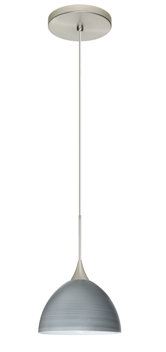 Brella LED Satin Nickel Pendant Ceiling Light in Titan Glass