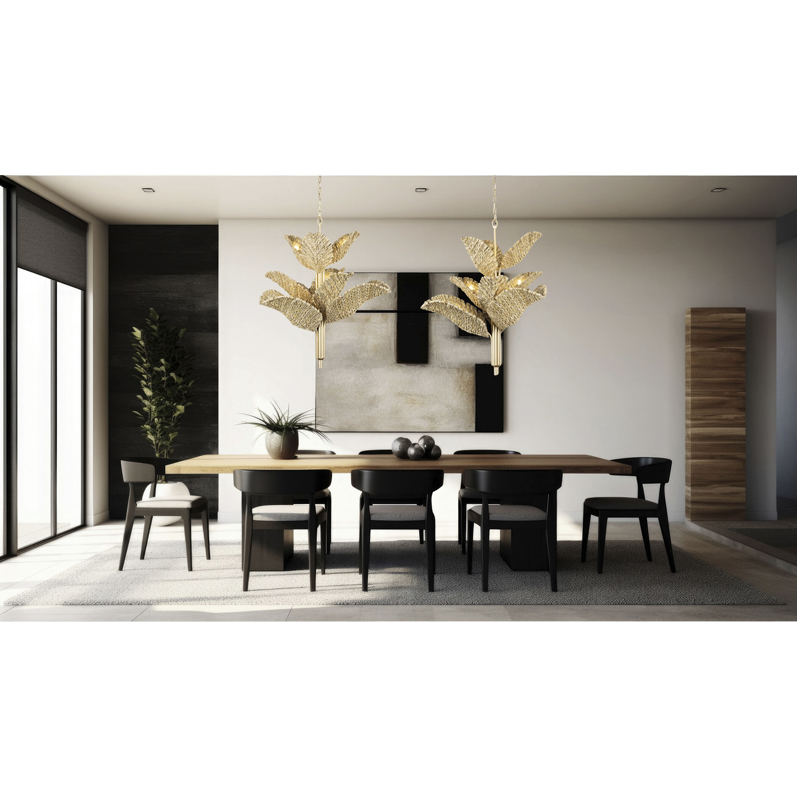 Banana Leaf 9 Light 36.75 inch French Gold with Natural Seagrass Chandelier Ceiling Light