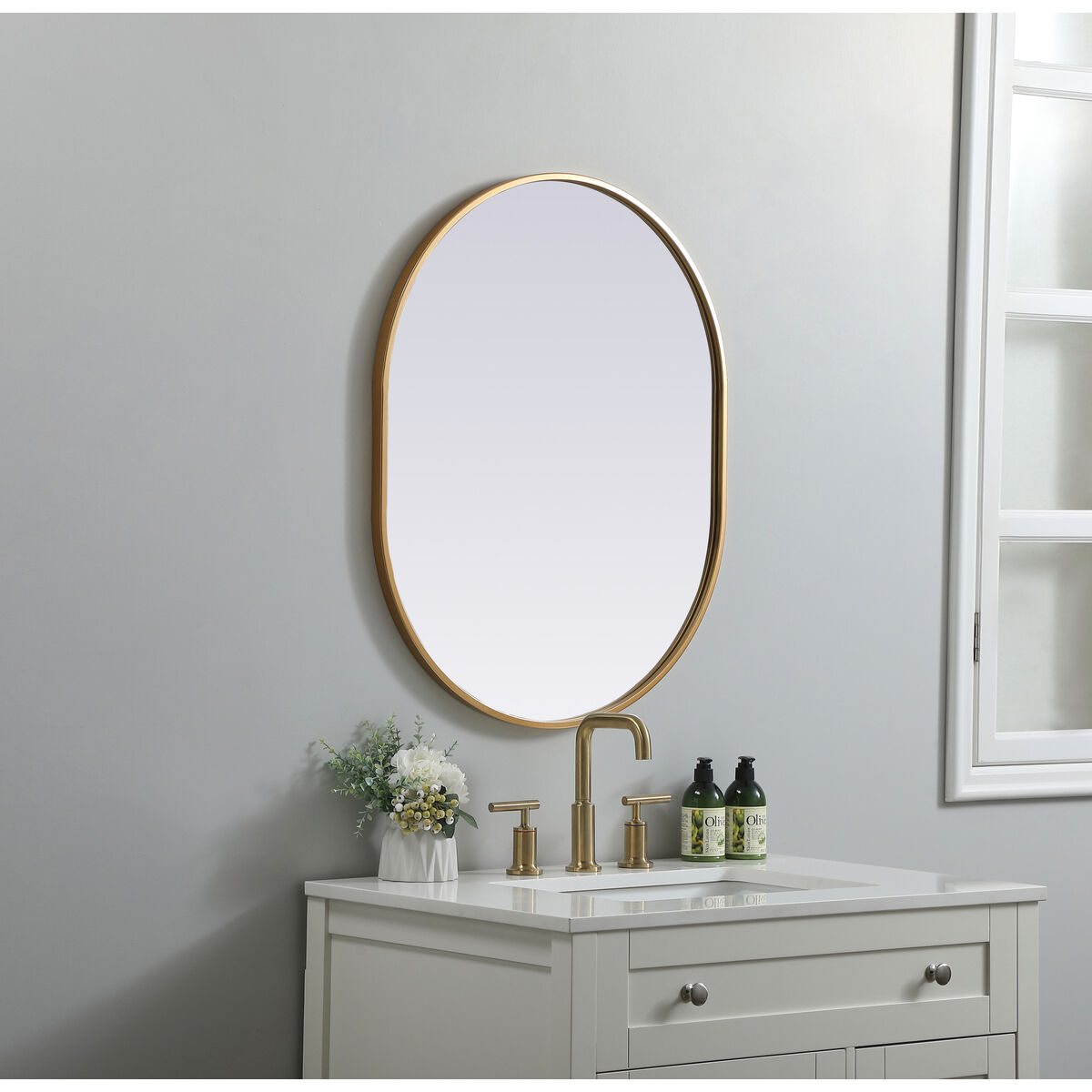Asha 30 X 24 inch Brass Mirror in 24 x 30