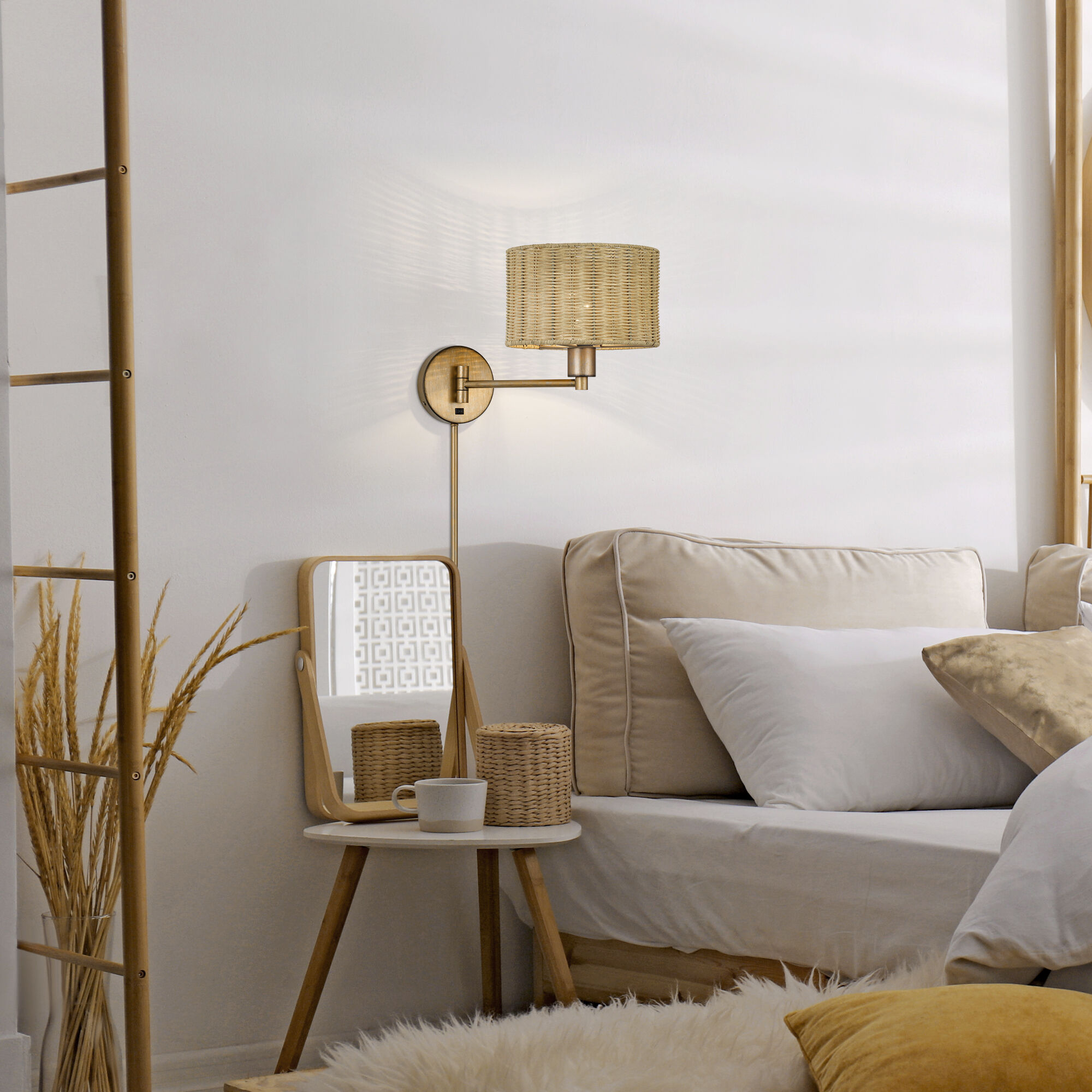 Weavington 15.5 inch 40.00 watt Antique Gold Leaf Swing Arm Wall Lamp Wall Light