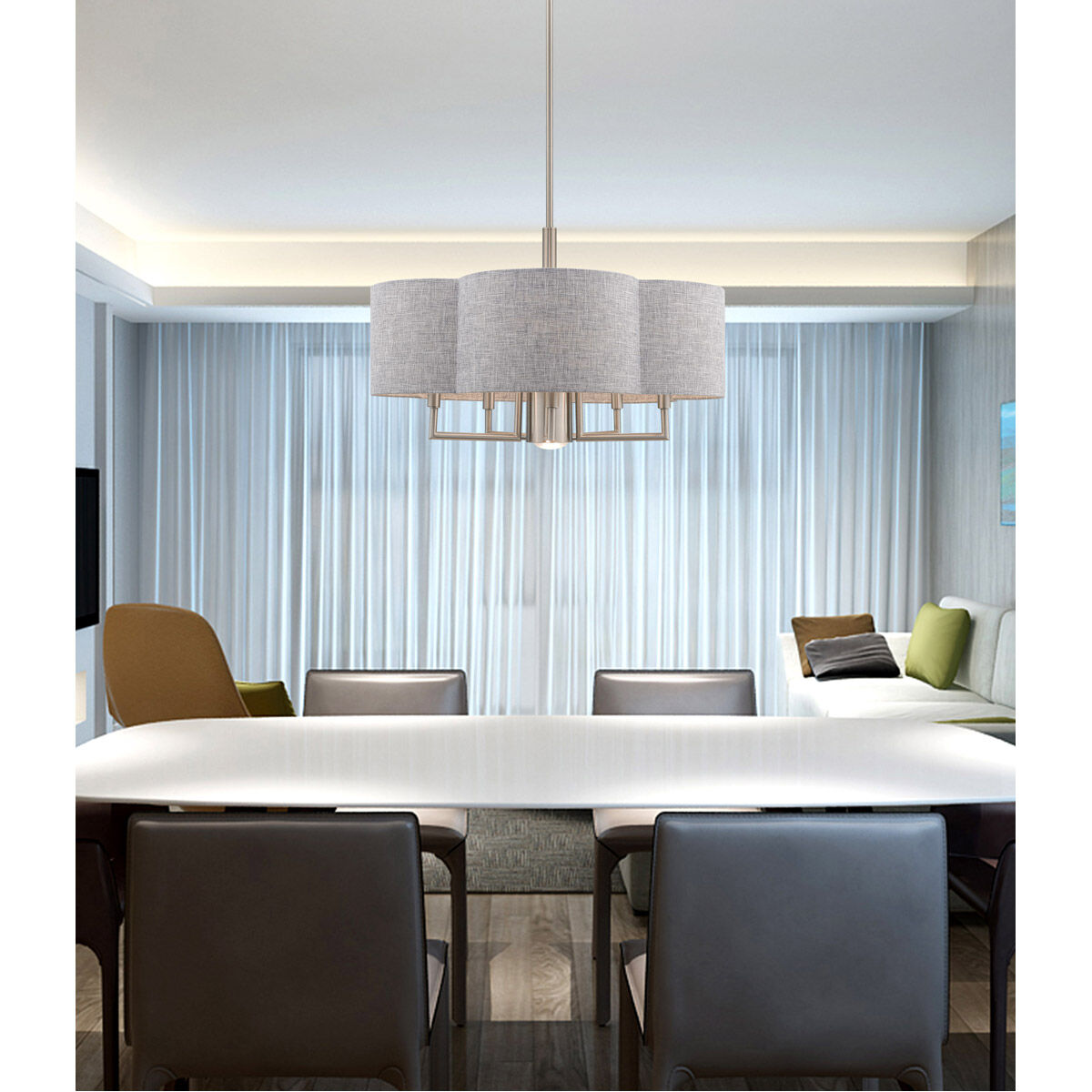 Kalmar 6 Light 24 inch Brushed Nickel Pendant Chandelier Ceiling Light