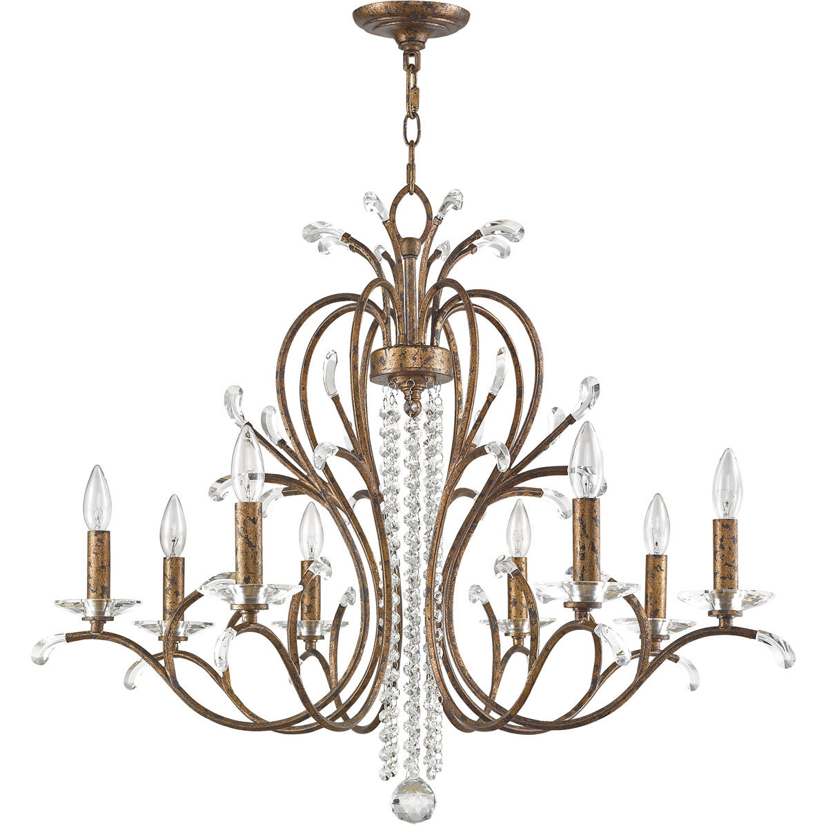 Serafina 8 Light 33 inch Hand Applied Venetian Golden Bronze Chandelier Ceiling Light