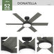 Donatella 52 inch Matte Black with Dark Gray Oak/Matte Black Blades Ceiling Fan