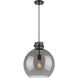 Newton Sphere Pendant Ceiling Light in Matte Black, Plated Smoke Glass