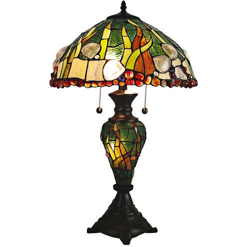 Coral Seashells 26 inch 75.00 watt Coffee Black Table Lamp with Night Light Portable Light