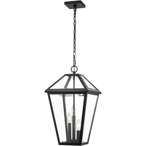 Talbot 3 Light 12.25 inch Black Outdoor Chain Mount Ceiling Fixture in Clear Beveled Glass