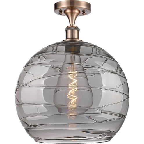 Ballston Athens Deco Swirl 1 Light 13.75 inch Antique Copper Semi-Flush Mount Ceiling Light
