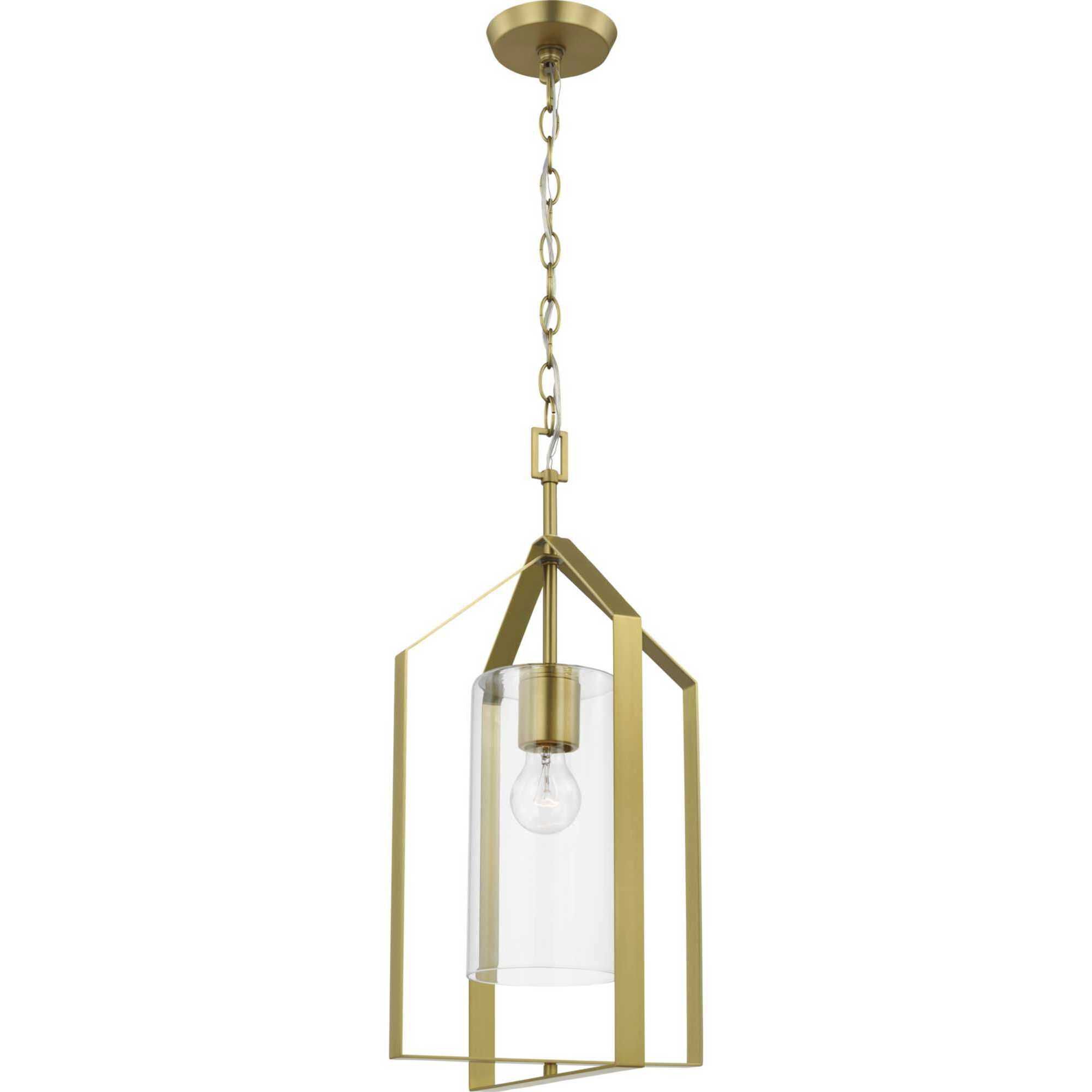 Vertex 1 Light 12 inch Brushed Gold Foyer Light Ceiling Light