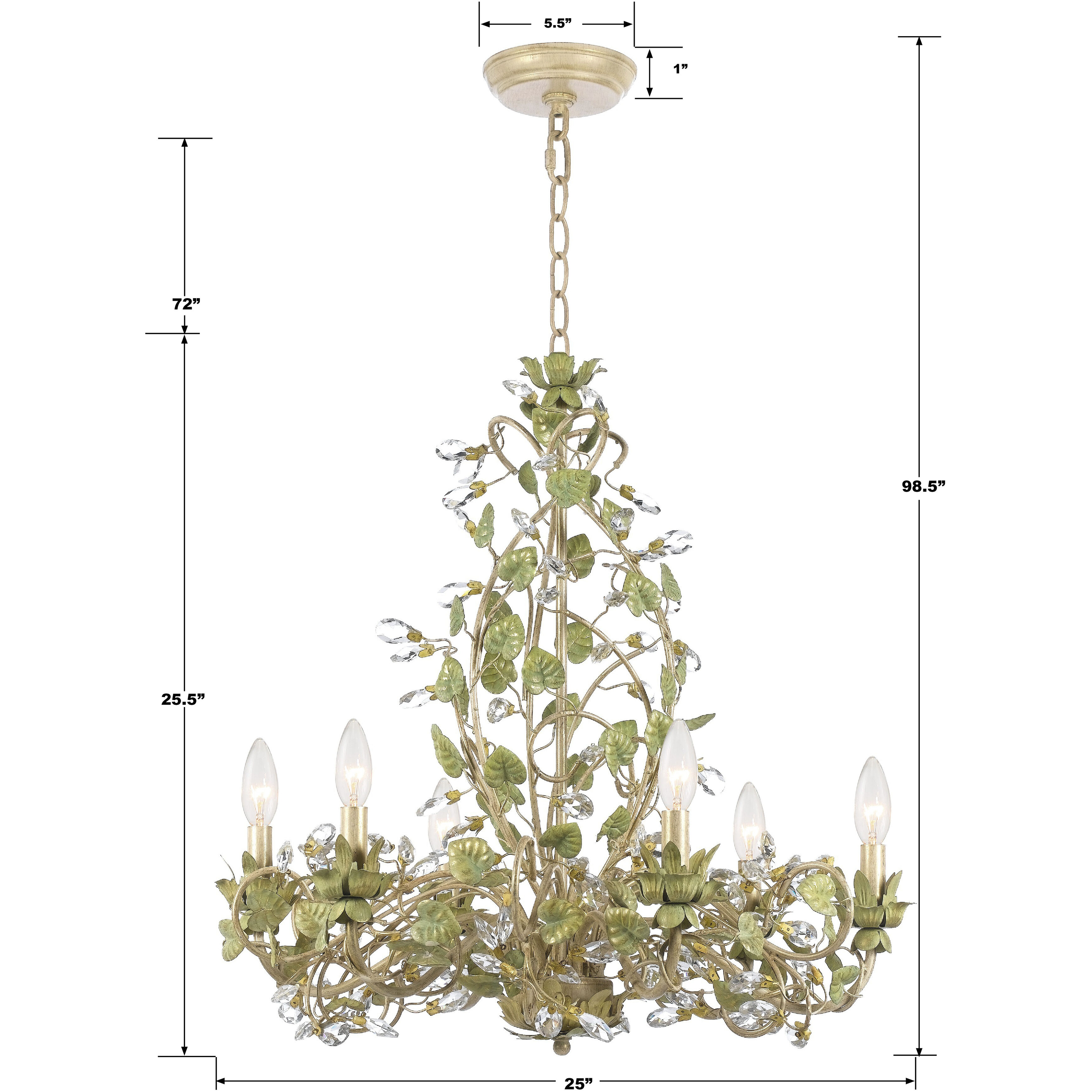 Josie 6 Light 25 inch Champagne Green Tea Chandelier Ceiling Light