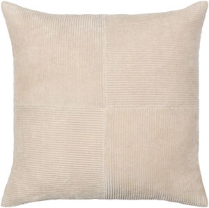 Corduroy Quarters 22 inch Light Beige Pillow Kit, Square