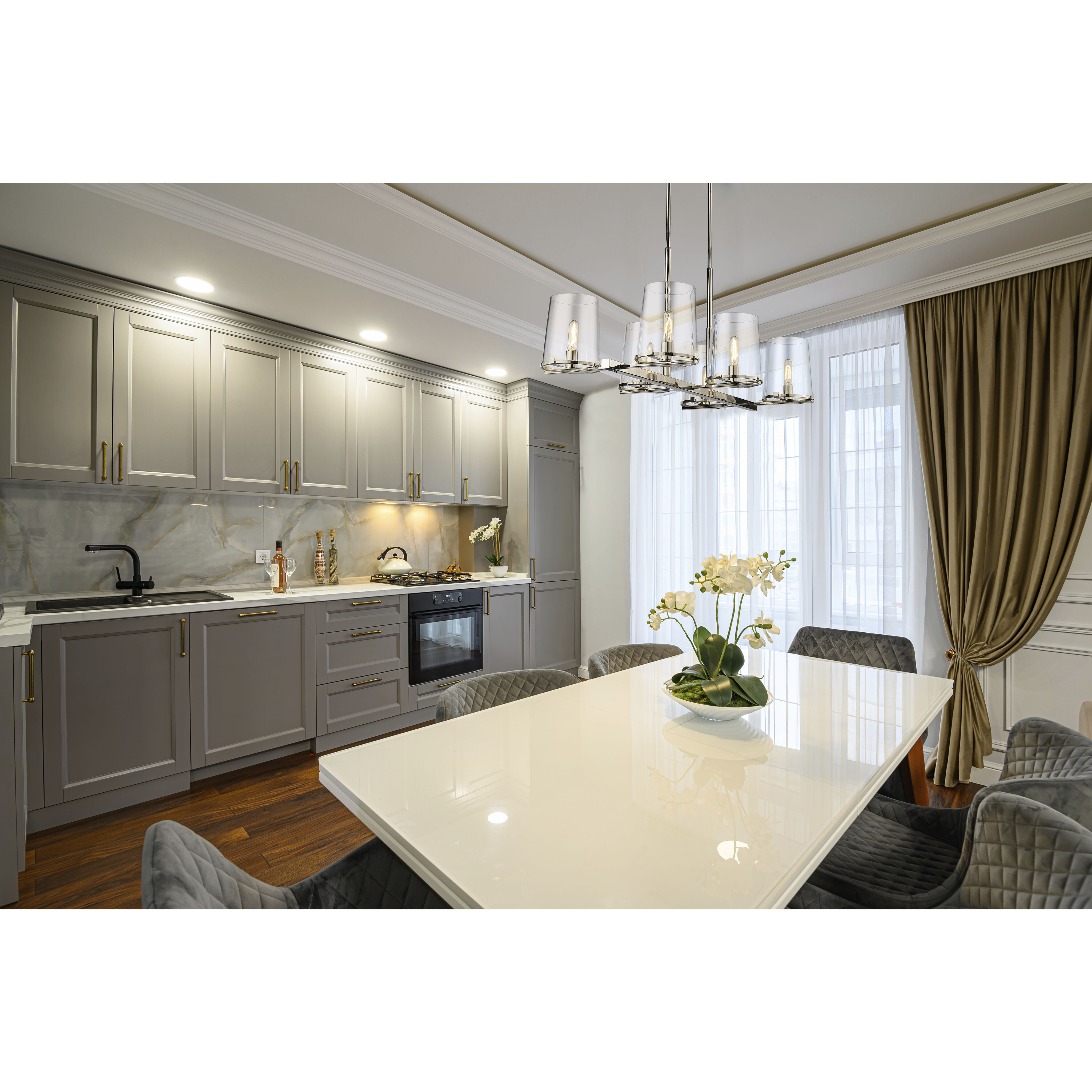 Callista 6 Light 43.5 inch Polished Nickel Linear Chandelier Ceiling Light