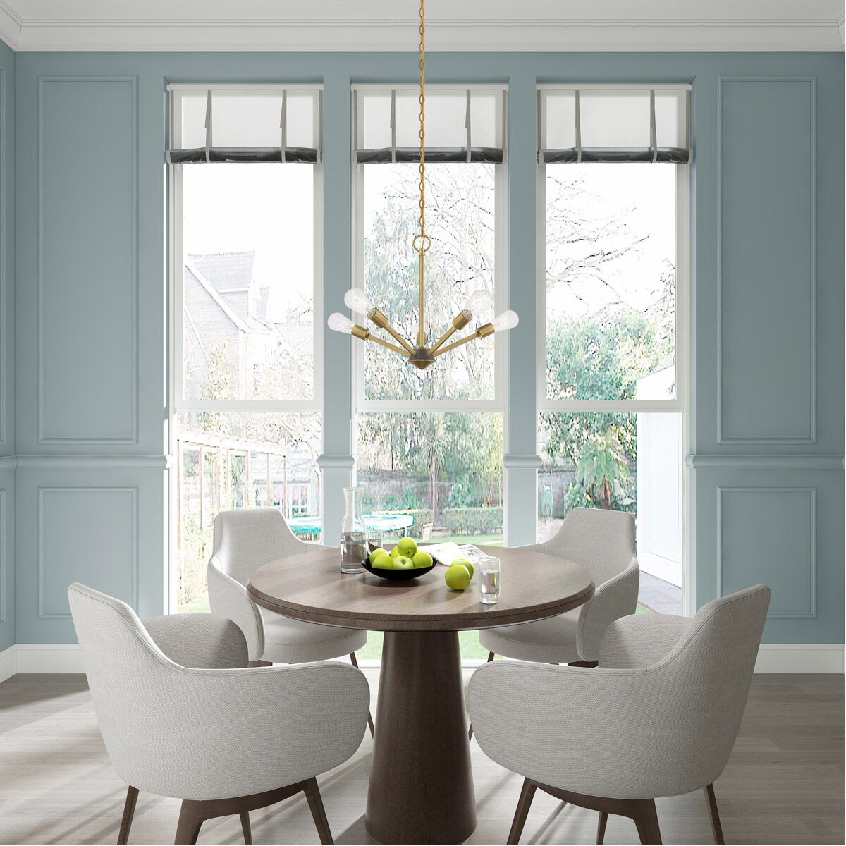 Prague 5 Light 20 inch Antique Brass with Bronze Accents Chandelier Ceiling Light