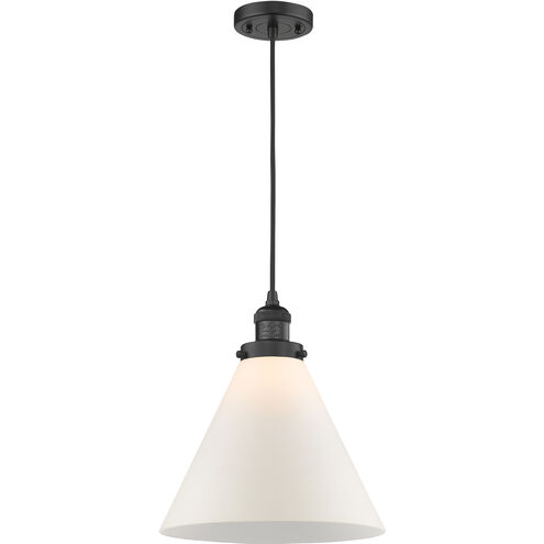 Franklin Restoration Cone LED 12 inch Matte Black Mini Pendant Ceiling Light in Matte White, Franklin Restoration