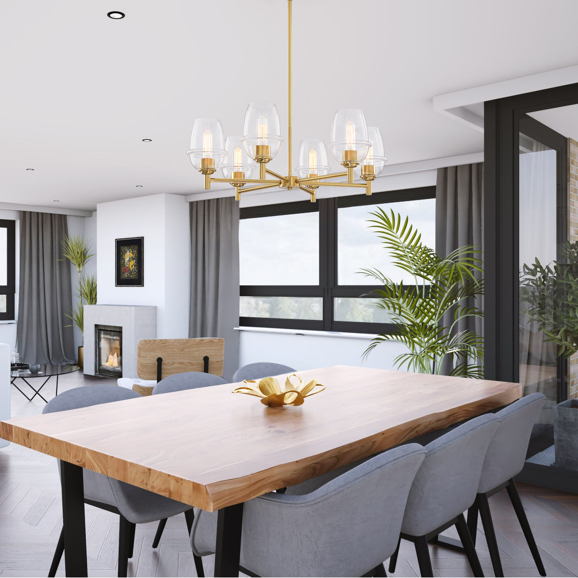 Summer Jazz 6 Light 28 inch Brushed Gold Chandelier Ceiling Light