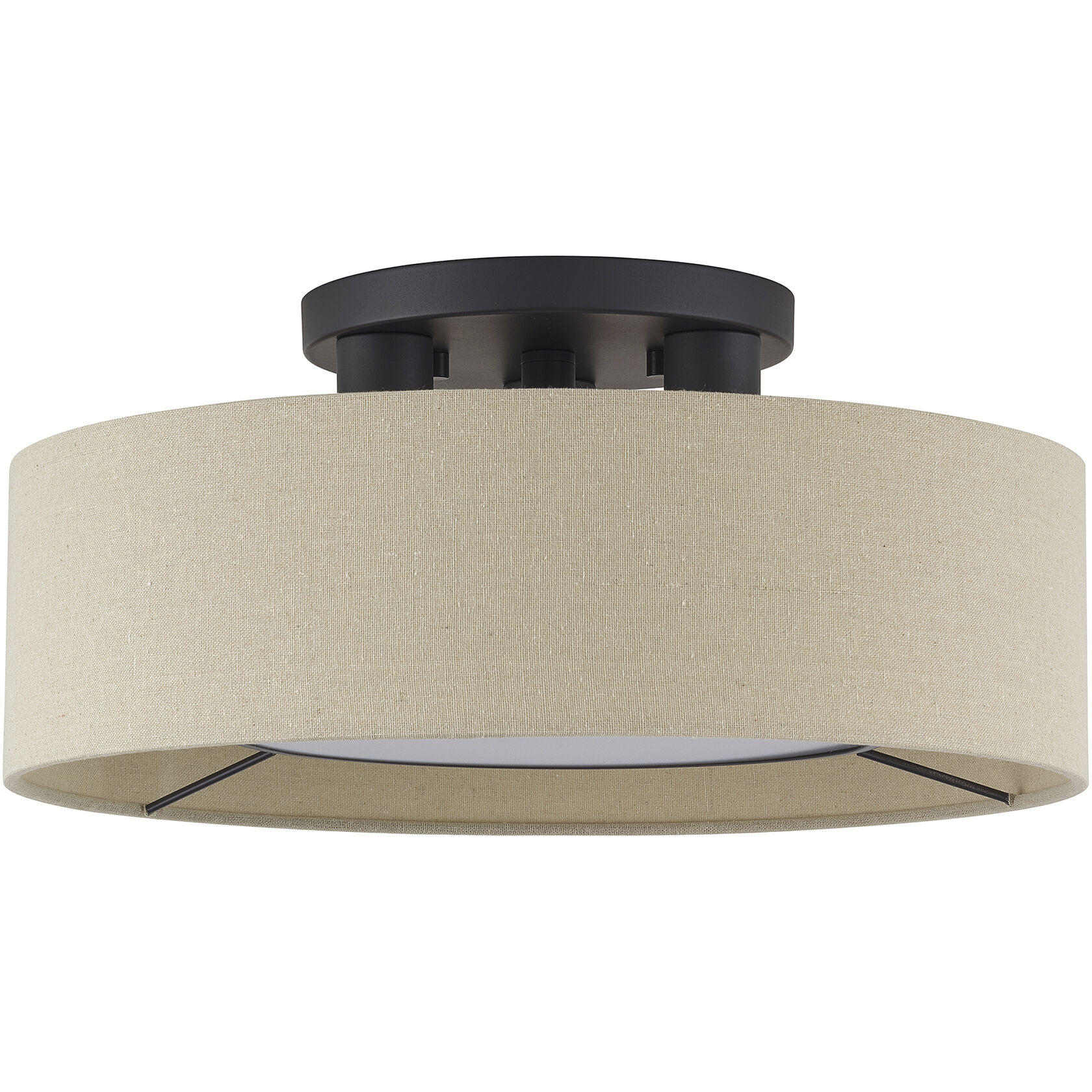 Ellsworth 3 Light 17 inch Bronze Semi Flush Mount Ceiling Light, Large