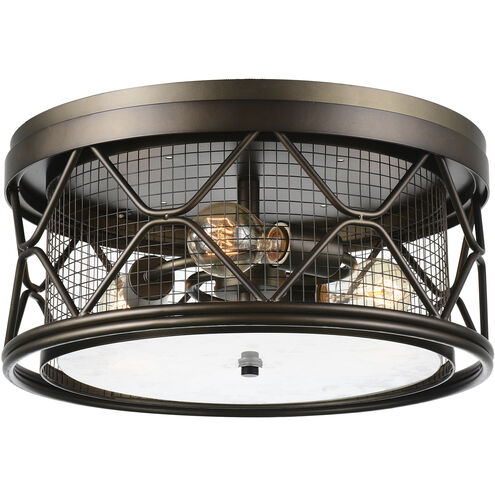 Kali 3 Light 16 inch Light Brown Cage Flush Mount Ceiling Light