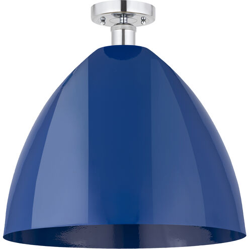 Edison Plymouth Dome 1 Light 16 inch Brushed Satin Nickel Semi-Flush Mount Ceiling Light in Red